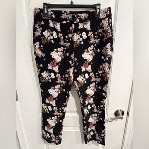 Carolina Belle Black Floral Ankle Trousers